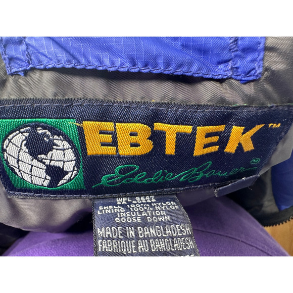 Eddie Bauer Mens XL Ebtek Goose Down Puffer Vest Jacket Full Zip Nylon Ryal Blue - Picture 5 of 5